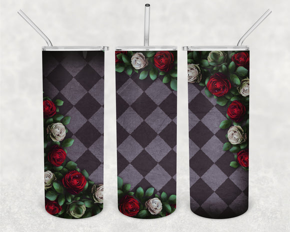 Wonderland Roses 20oz Skinny Tumbler Design for Sublimation