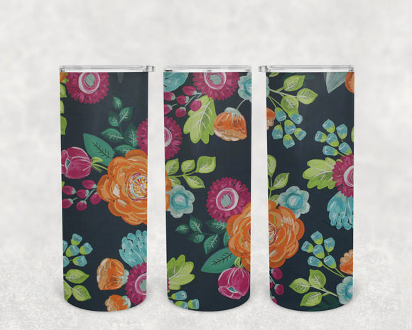 Jolie Floral 20oz Skinny Tumbler Design for Sublimation