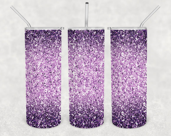 Lavender and Purple Glitter 20oz Skinny Tumbler Design for Sublimation