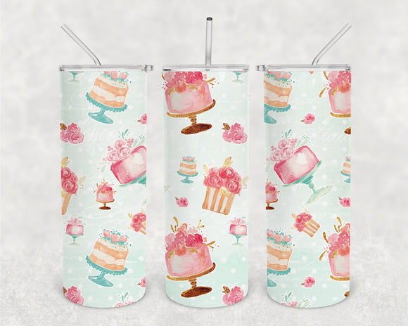 Let Them Eat Cake 20oz Skinny Tumbler Design for Sublimation