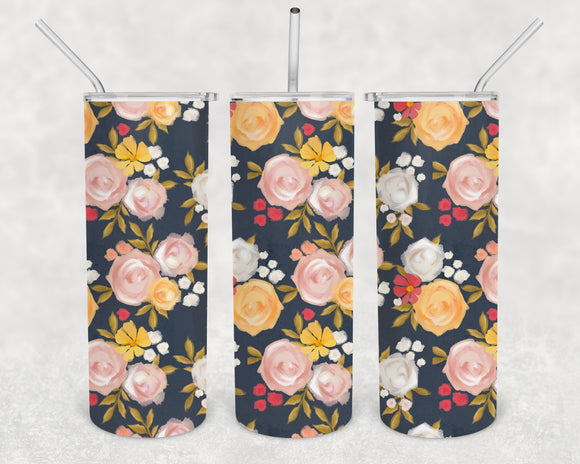 Sheena Floral 20oz Skinny Tumbler Design for Sublimation