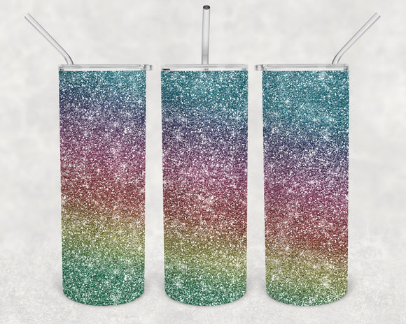 Somewhere Over The Rainbow Glitter 20oz Skinny Tumbler Design for Sublimation