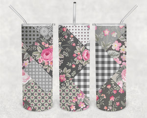 Spring Pink Patchwork 20oz Skinny Tumbler Design for Sublimation