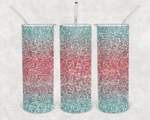 Tea For Two Ombre Glitter 20oz Skinny Tumbler Design for Sublimation